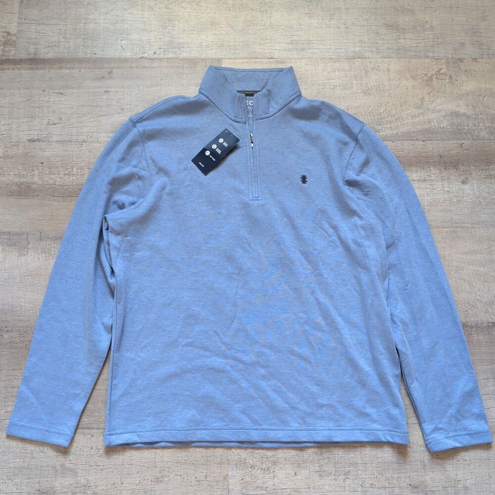 IZOD Luxury Classics Men's Blue Quarter Zip Pullover Sweater Long Sleeve NWT L